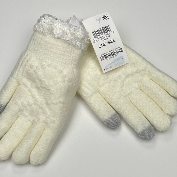 𝅺jenni beautiful EZ Tap thick ivory gloves. NWT - Picture 2 of 3